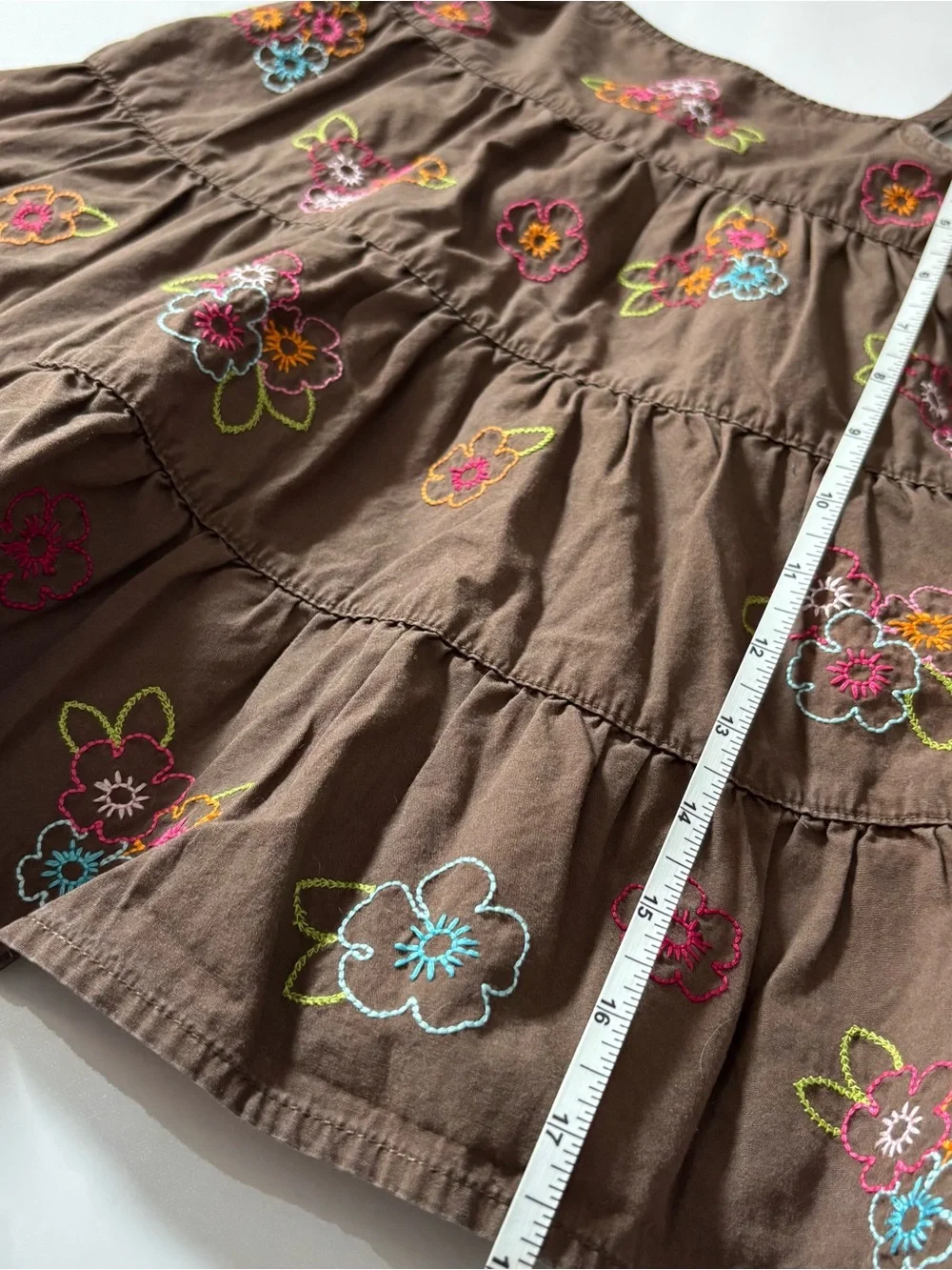Vintage Gymboree Chocolate Pudding Tiered Sundress Floral Embroidered Boho Sz - Picture 9 of 9